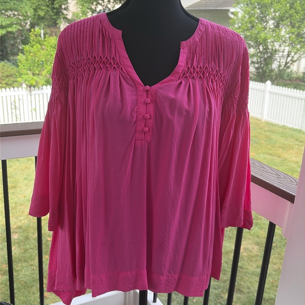 Pink Smocked Crown & Ivy Top